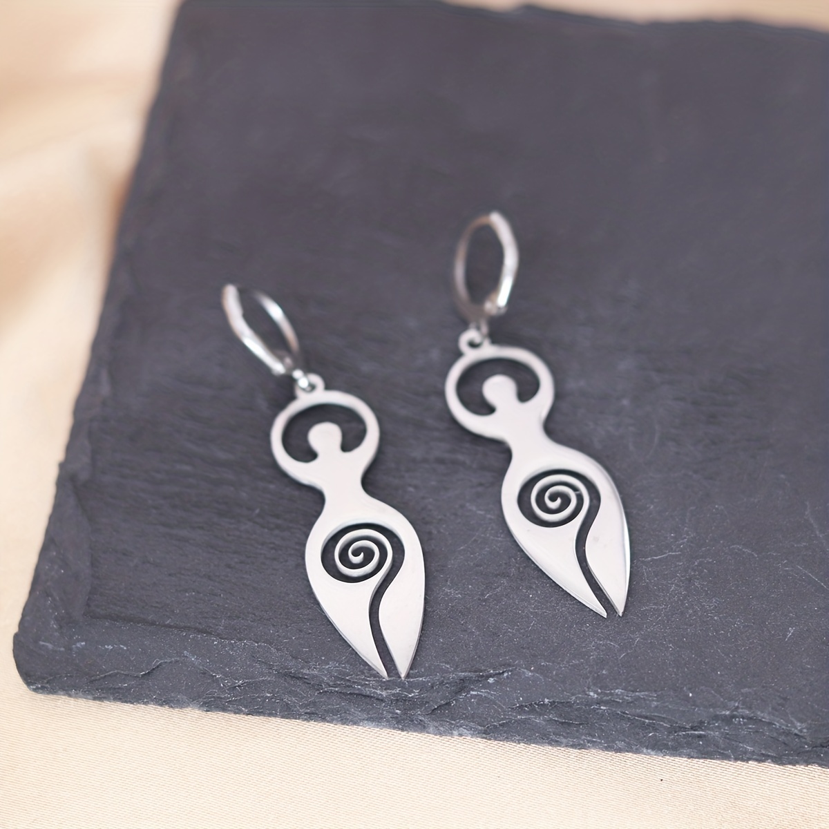 Spiral Goddess Symbol Stainless Steel Earrings — Unique Gift